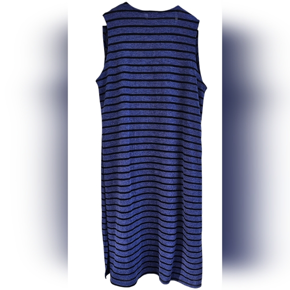 LuLaRoe- 'Joy' Long Striped Sleeveless Cardigan Open Front Large Side Slits - Picture 2 of 7